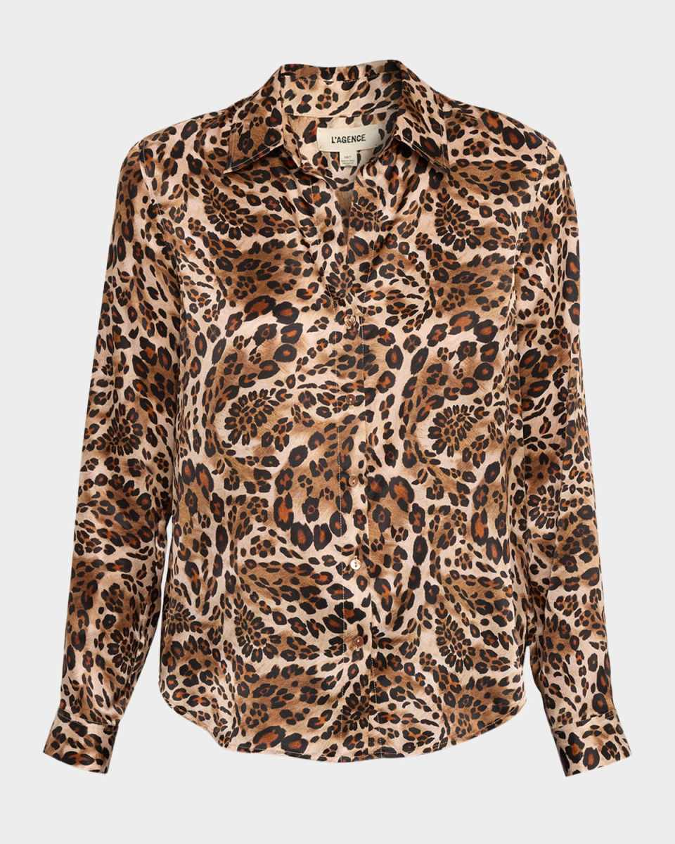 Tyler Printed Long-Sleeve Silk Blous